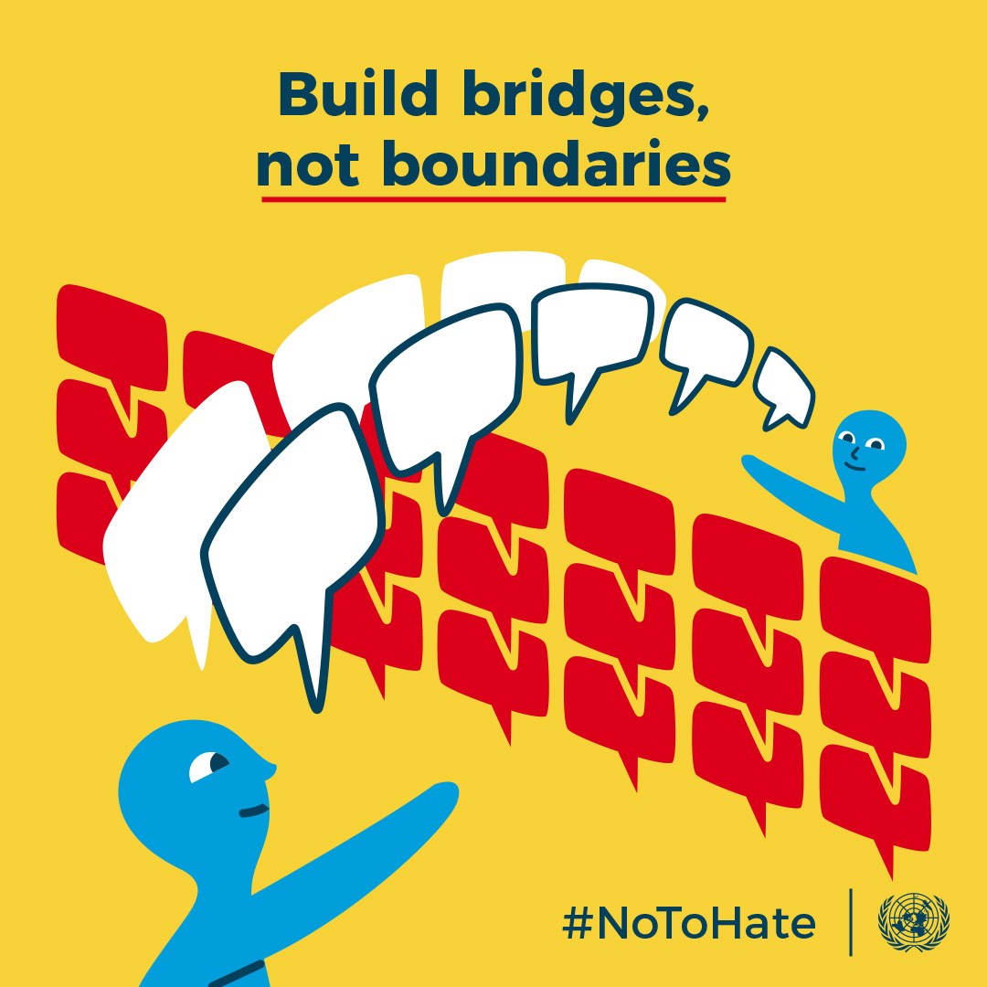 UN Women Ethiopia (@unwomenethiopia) on Twitter photo On this Int'l Day for Countering #HateSpeech, build bridges, not boundaries.
Let’s unite against hate speech & cultivate a culture of respect and understanding in every community. Every word matters to build kindness and equality.
Join the #NoToHate campaign.
#ActNow <a href="/UNEthiopia/">UN Ethiopia</a> On this Int'l Day for Countering #HateSpeech, build bridges, not boundaries.
Let’s unite against hate speech & cultivate a culture of respect and understanding in every community. Every word matters to build kindness and equality.
Join the #NoToHate campaign.
#ActNow <a href="/UNEthiopia/">UN Ethiopia</a>