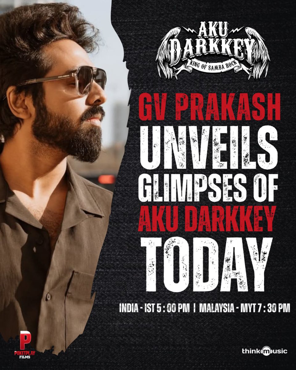 Rekha (@prorekha) on Twitter photo Get ready to growl and celebrate with us, the special glimpse of #AkuDarkkey 💥
Unveiling today, 18th June at 5 PM IST & 7:30 PM MYT by the most talented <a href="/gvprakash/">G.V.Prakash Kumar</a> 🔥
#HBDDarkkey
#DarkkeyNagaraja <a href="/PoketplayFilms/">Poketplay Films</a> #VicramLachumanam <a href="/thinkmusicindia/">Think Music</a> <a href="/gobeatroute/">BeatRoute</a>
#Darkkey Get ready to growl and celebrate with us, the special glimpse of #AkuDarkkey 💥
Unveiling today, 18th June at 5 PM IST & 7:30 PM MYT by the most talented <a href="/gvprakash/">G.V.Prakash Kumar</a> 🔥
#HBDDarkkey
#DarkkeyNagaraja <a href="/PoketplayFilms/">Poketplay Films</a> #VicramLachumanam <a href="/thinkmusicindia/">Think Music</a> <a href="/gobeatroute/">BeatRoute</a>
#Darkkey