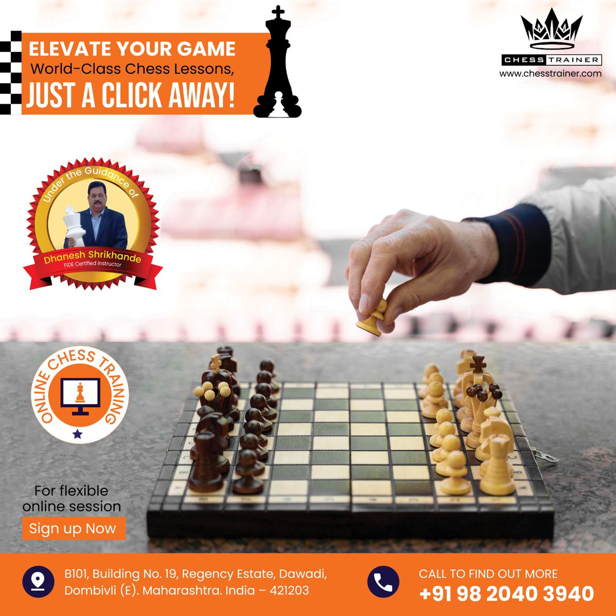 Chess_trainer91's tweet image. 🎯 Elevate your chess game with #FIDEInstructor Dhanesh Shrikhande! Get expert #onlinelessons tailored to your pace-anytime, anywhere.

🧠 From tactics to strategy, sharpen your mind &amp;amp; master the board.

🌐 chesstrainer.com

#ChessTraining #ChessCoachOnline #ChessTrainer