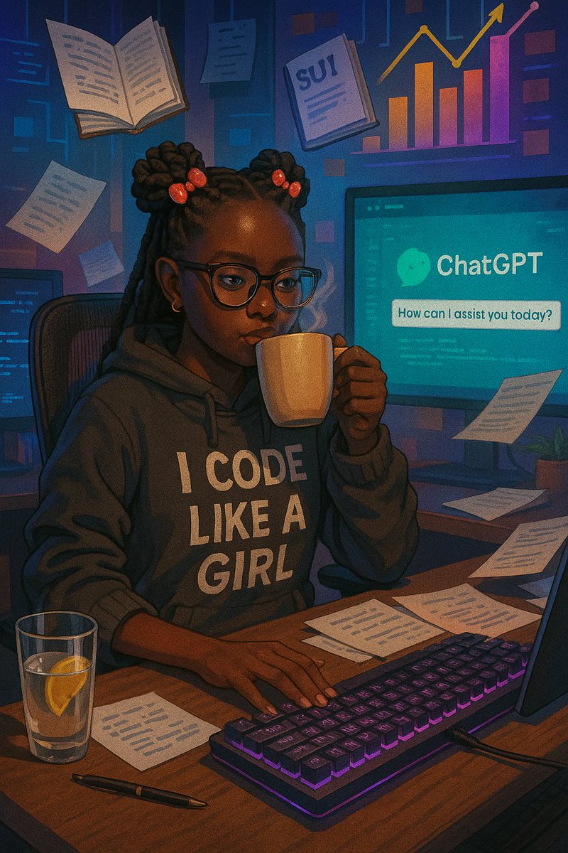 Gm ,,I asked Chatgpt to Generate an image of what's it's like to chat with me,based of our convos recently,,show me what you think I am,,
And a girl has been bullish on SUI lately
Chatgpt flirts with me shamelessly 😚