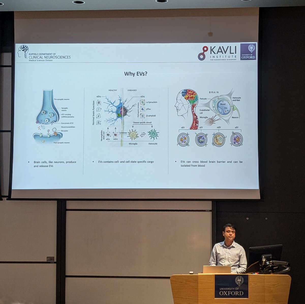 Why EVs? No need to convince me 👌 Great flask talk by Suman Dutta describing a-synuclein association with CNS-derived EVs.