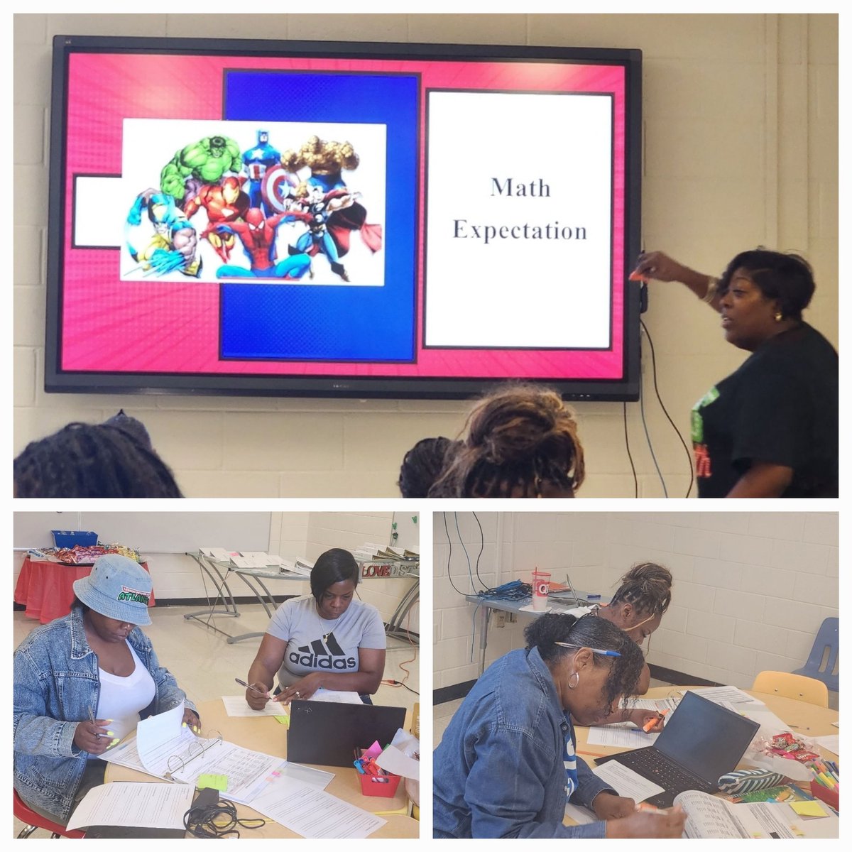 JoslinGumbs's tweet photo. 🐬Day 2 of APRES AVENGER Summer Planning = MATH FOCUS! APRES educators collaborated to align instruction with grade-level expectations &amp; GMAS descriptors to clarify math goals and build strong plans to drive student success. Thanks, @math_on_fire, for your guidance &amp; support!🐬 https://t.co/GDxINXToUM
