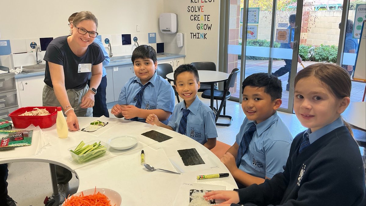 InfantJesus54's tweet image. Our Year Four students rolled into International Sushi Day with delicious hand-made sushi rolls! 🥢🍣 Lots of fun, laughter, and happy, rice-covered hands all around! #ExpectGreatThings #ConnectedLearners #MotivatedLearners #ParentsAsPartners