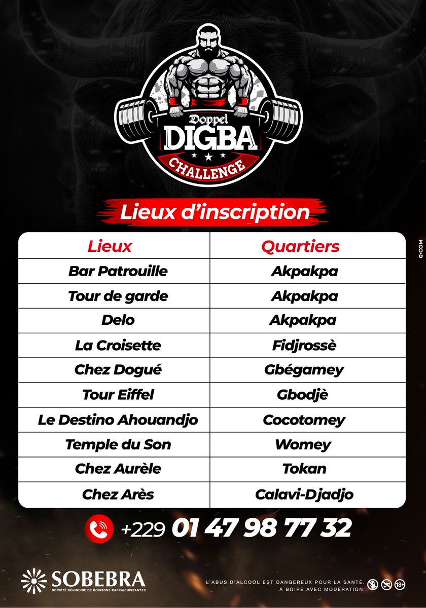 Le Doppel Digba Challenge démarre ce samedi !
Rendez-vous au Bar Chez Arès à partir de 15h pour vivre la toute première soirée de présélection avec les 10 premiers candidats. 💪🏿
Le meilleur obtiendra sa place pour la finale de septembre, où il compétira pour le titre de DIGBA et