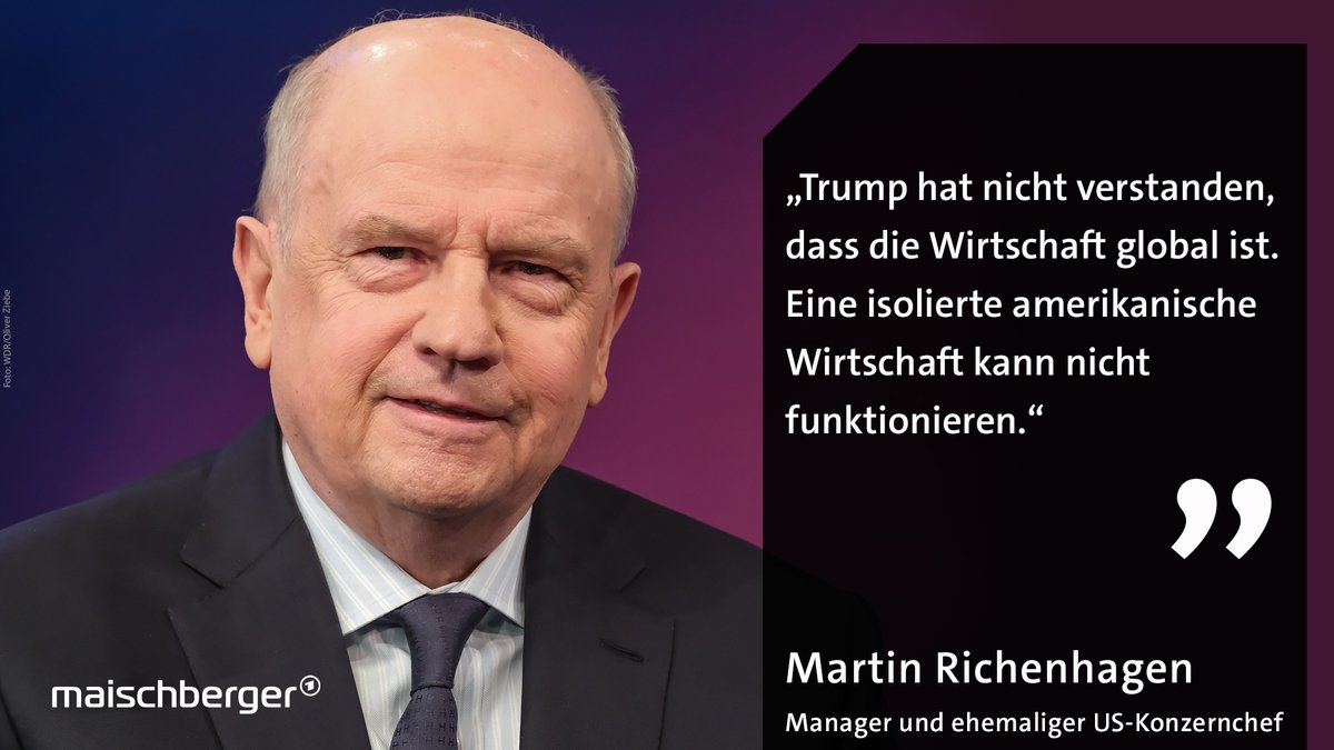 Maischberger (@maischberger) on Twitter photo Radikale #US-#Handelspolitik und Proteste gegen #Trump: Heute im Gespräch bei #maischberger der deutsch-amerikanische Manager und ehemalige Chef des Landmaschinenkonzerns AGCO Martin #Richenhagen.
📺 Um 22:50 Uhr im Ersten Radikale #US-#Handelspolitik und Proteste gegen #Trump: Heute im Gespräch bei #maischberger der deutsch-amerikanische Manager und ehemalige Chef des Landmaschinenkonzerns AGCO Martin #Richenhagen.
📺 Um 22:50 Uhr im Ersten