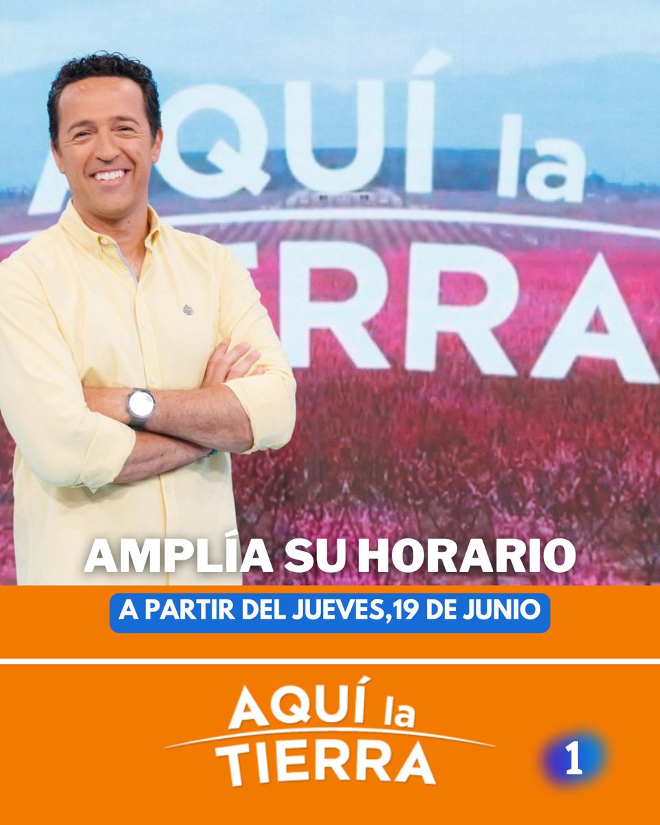 A partir de este jueves, 19 de junio, <a href="/aquilatierratve/">Aquí la Tierra</a> ampliará su horario. 🕐

📺De lunes a viernes en las tardes de <a href="/La1_tve/">La 1</a>