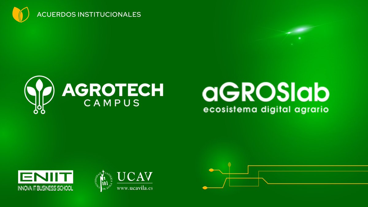 🚀 ¡Nueva #colaboración!

Agrotech Campus y <a href="/aGROSLabCE/">aGROSLab</a> se alían para formar a los profesionales que liderarán la #agricultura basada en #datos 📊🌾

Big Data, sostenibilidad y precisión al servicio del campo del futuro.

agrotechcampus.com/acuerdos-insti…