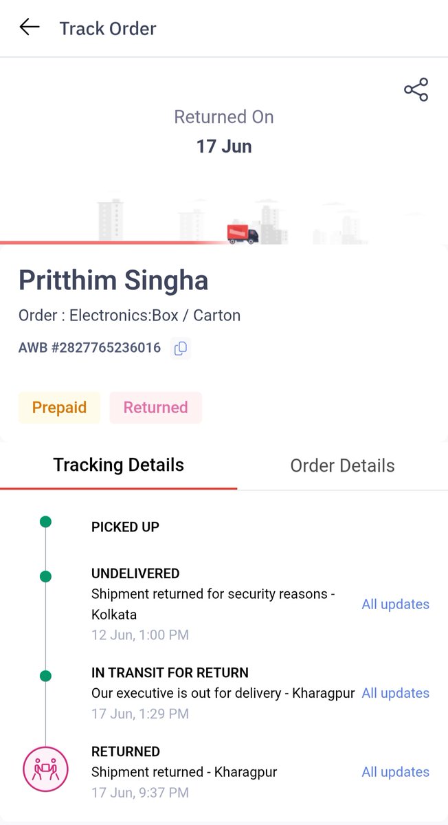 PritthimS84870's tweet image. @delhivery @help_delhivery 
 My parcel was marked "Out for Delivery" for 15+ days without any attempt. Now it’s suddenly marked as "Returned to Sender" but I haven’t received anything back. This is unacceptable. Kindly look into this urgently. 
#Delhivery #Shippingissue
