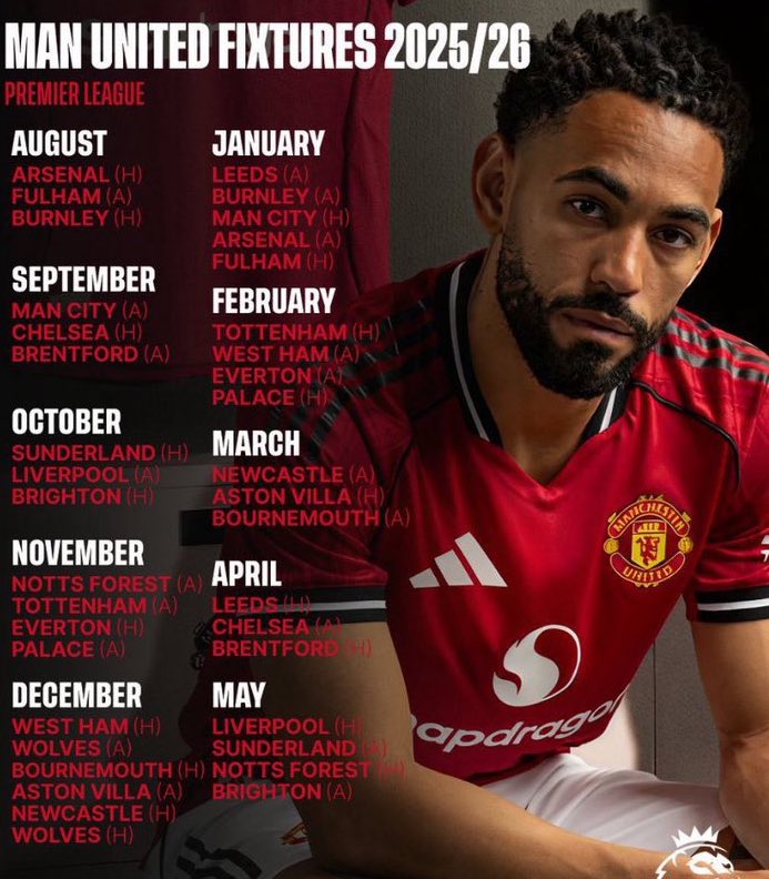 UnitedUpdates's tweet photo. 🚨 Manchester United 25/26 PL fixtures. #MUFC https://t.co/2CeGubDeCL
