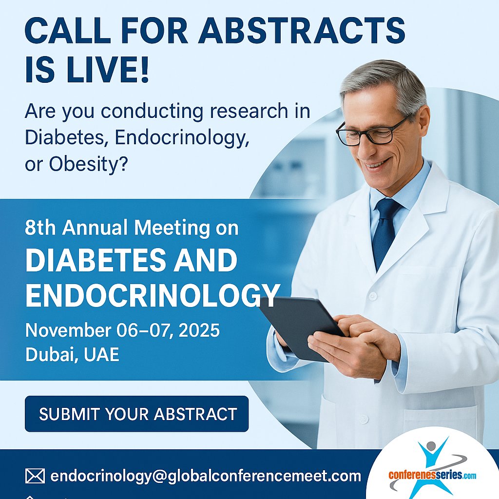 JosephHilton143's tweet photo. Call for Abstracts – Now Open!
Present your research in Diabetes, Endocrinology, Obesity at #EndoDiabetes2025
Dubai | Nov 06–07
https://t.co/n66dOHfBsU
📱+44 7520 604474
#CallForAbstracts #DiabetesConference #EndocrinologyResearch #ObesityAwareness  
#MedicalScience #GlobalHealth https://t.co/oJ1s91RwiY