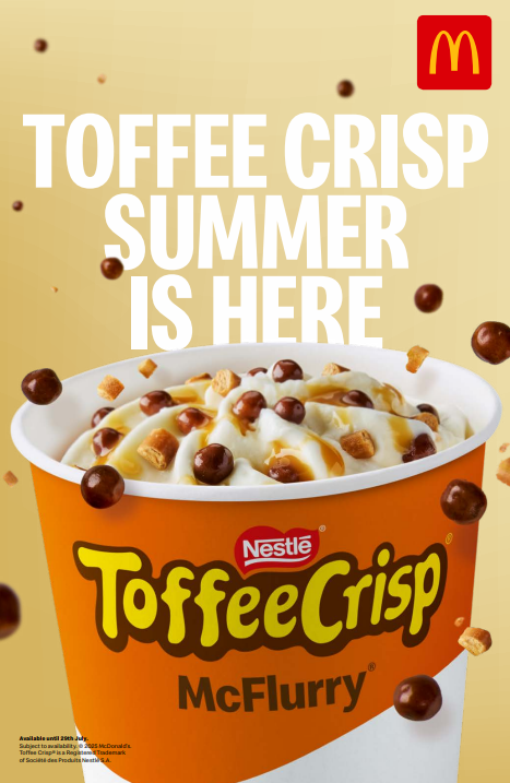 Nestlé Professional (@nestleprouk) on Twitter photo We've teamed up with <a href="/McDonalds/">McDonald's</a> to launch the Toffee Crisp McFlurry 🍦
Made with chocolatey pieces swirled into creamy soft serve and topped with rich toffee sauce, it’s delicious and absolutely iconic!
Create high quality-tasty dessert creations: spr.ly/60174rnsU We've teamed up with <a href="/McDonalds/">McDonald's</a> to launch the Toffee Crisp McFlurry 🍦
Made with chocolatey pieces swirled into creamy soft serve and topped with rich toffee sauce, it’s delicious and absolutely iconic!
Create high quality-tasty dessert creations: spr.ly/60174rnsU