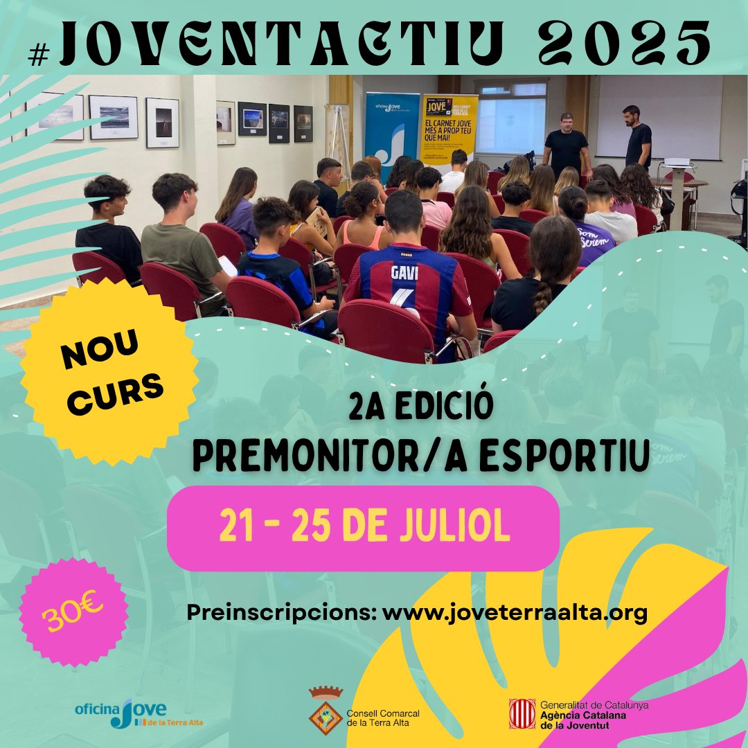 +INFO i preinscripcions: 📧 joveterraalta.org 
#JovenTActiu #Lleure #Cursos #Estiu #TerraAlta #JovesdelEbre #JoveCat