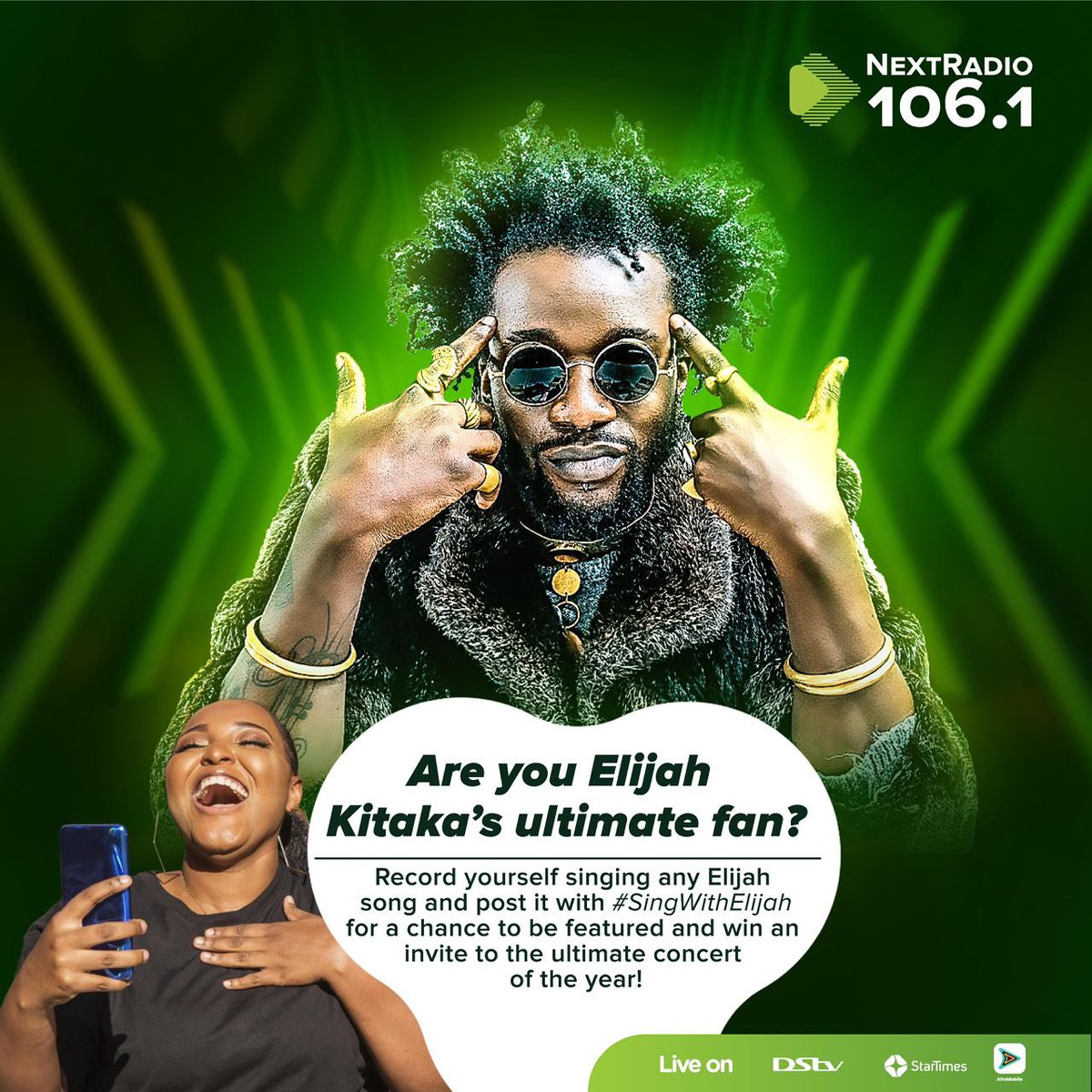 NextTicketug's tweet image. Show your love for Elijah Kitaka and win concert access, exclusive merch, and more in the #SingWithElijah challenge.

Record yourself singing any Kitaka song, post it on socials tag @nextradio_ug &amp;amp; @Elijah_Kitaka1 , use #SingWithElijah&amp;amp;  #NextRadioUG.

#OneNightWithElijahKitaka