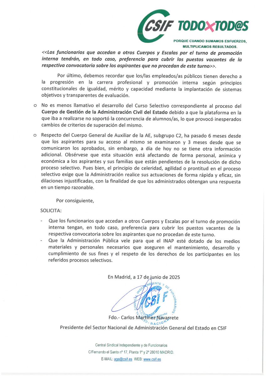 📢 CSIF denuncia ante Función Pública las irregularidades en los procesos selectivos de los Cuerpos Generales del Estado:

⚠️ Cambios de criterios
⚠️ Falta de plantillas
⚠️ Retrasos y escasa transparencia