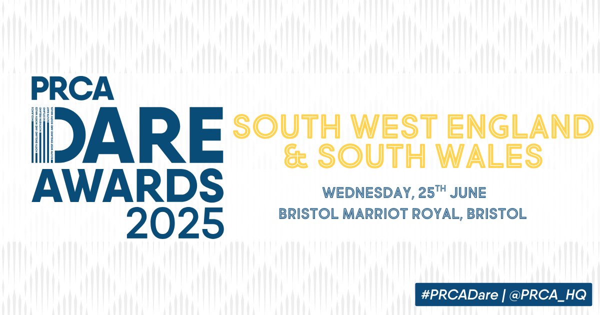 🎉In just one week, we'll celebrate the <a href="/PRCA_HQ/">PRCA</a>
South West &amp; Wales DARE Awards in Bristol !🎉   
Are you coming to join us to celebrate the boldest and brightest in PR &amp; Comms on either side of the 'bridge(s)? Still time to get your tickets  ➡️tinyurl.com/k7k59zh7
<a href="/PRCA_HQ/">PRCA</a>