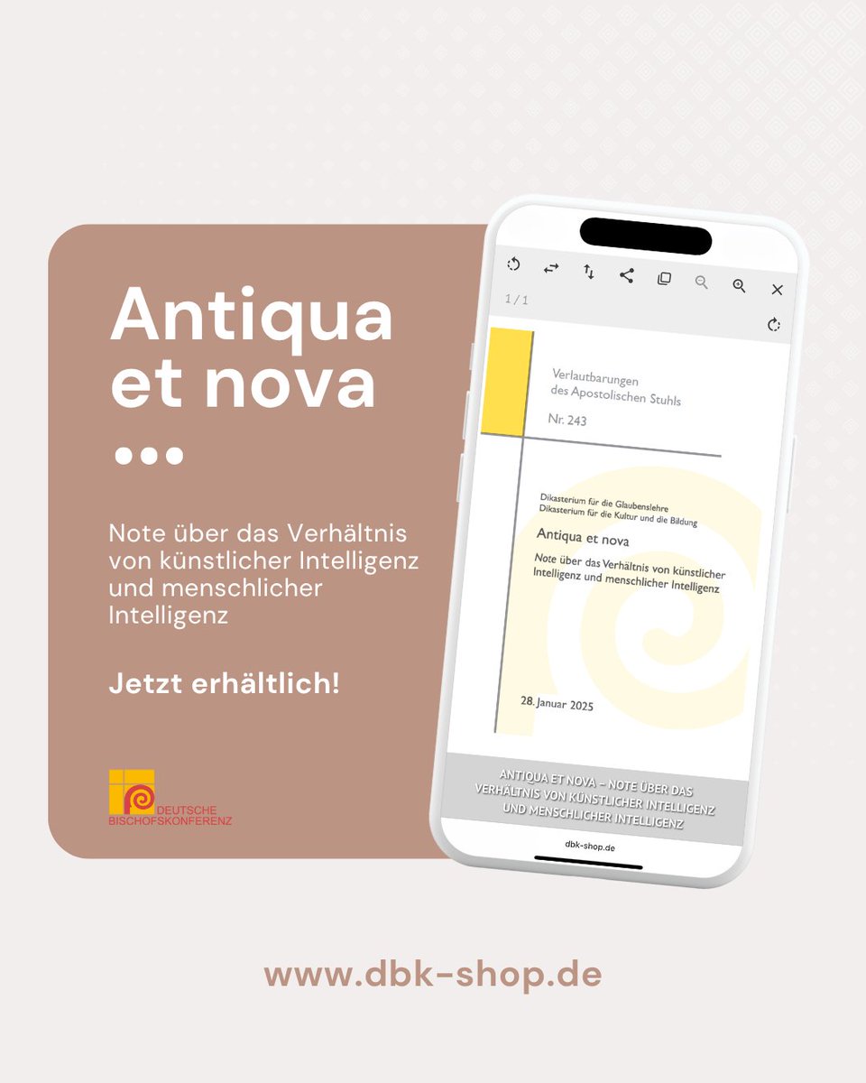 Antiqua et nova – Vatikanisches Dokument jetzt als Broschüre erhältlich!   

Was bedeutet es für uns, wenn künstliche Intelligenz immer mehr Entscheidungen trifft? Welche Verantwortung kommt uns dabei als Menschen zu? Die neue Note Antiqua et nova, herausgegeben vom Dikasterium