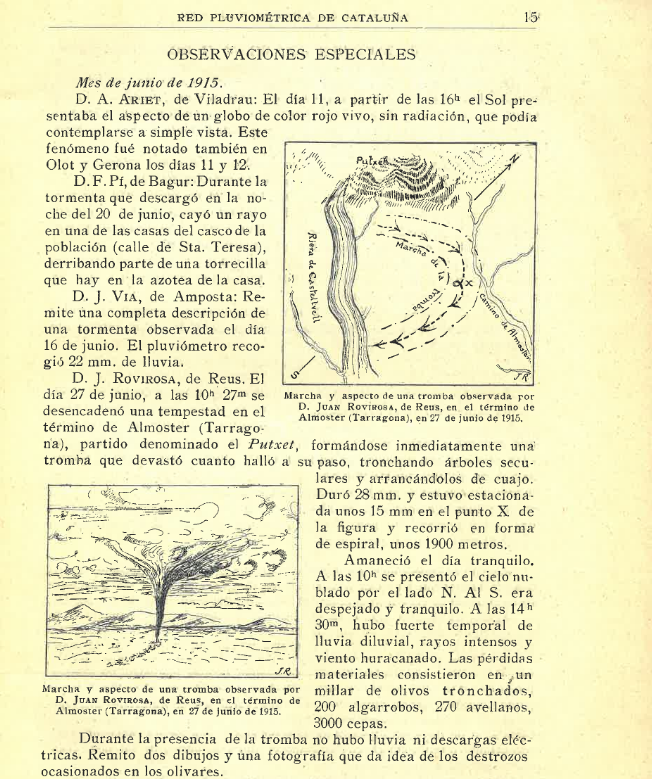 meteocat's tweet photo. 🗓️#Taldiacomavui de 1915, a mig matí, un tornado va causar danys entre #Almoster i #CastellvelldelCamp (Baix Camp).
🧐Com queda recollit al "Boletín de la Sociedad Astronómica de Barcelona", el fibló va malmetre 1000 oliveres, 200 garrofers, 270 avellaners i 3000 ceps #Fa110anys. https://t.co/cw3KOuJleR