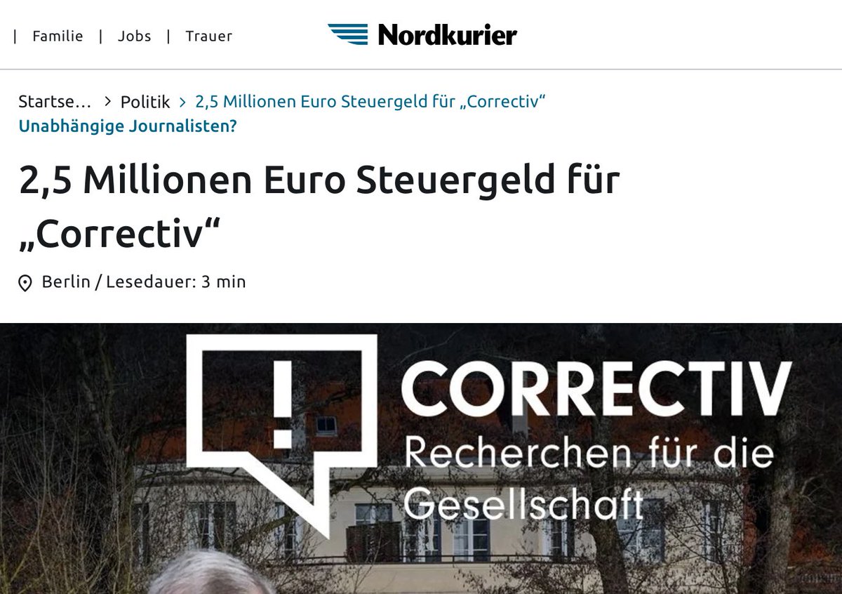 Correctiv……..
Recherchen für die Gesellschaft❓
Für deren dubiosen Recherchen (im Auftrag der Bundesregierung???) zahlen wir auch noch mit unseren Steuergeldern