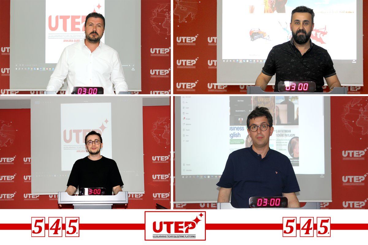 UTEP Ankara Şubesi olarak 545. Ticari Eşleştirme Toplantımızı üyelerimizin ve misafirlerimizin katılımı ile 17.06.2025 tarihinde Salı günü dernek şube merkezimizde başarıyla gerçekleştirdik!

#UTEPAilesi #uluslararasıticarieşleştirmeplatformu #İşBirliği #TicariEşleştirme