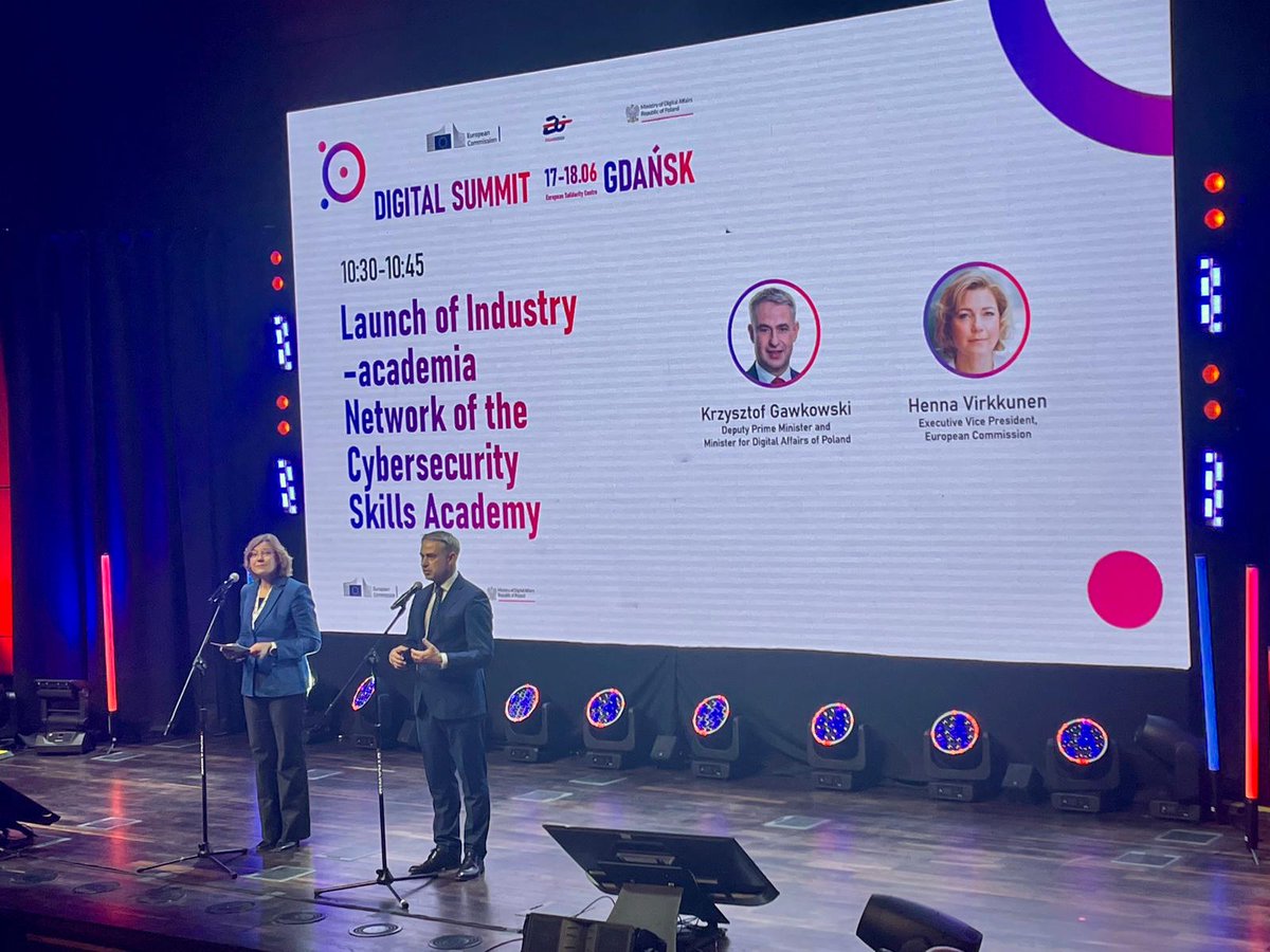 Digital Skills EU (@digitalskillseu) on Twitter photo ๐จ Big news from the Digital Summit in Gdaลsk!
EVP <a href="/HennaVirkkunen/">Henna Virkkunen</a> and <a href="/KGawkowski/">Krzysztof Gawkowski</a>, Polish DPM and Minister for Digital Affairs, launched the Industry-Academia Network โ a new initiative under the Cybersecurity Skills Academy. ๐ช๐บ
#DigitalEU #Poland25EU #CyberSkillsAcademy
โ ๐จ Big news from the Digital Summit in Gdaลsk!
EVP <a href="/HennaVirkkunen/">Henna Virkkunen</a> and <a href="/KGawkowski/">Krzysztof Gawkowski</a>, Polish DPM and Minister for Digital Affairs, launched the Industry-Academia Network โ a new initiative under the Cybersecurity Skills Academy. ๐ช๐บ
#DigitalEU #Poland25EU #CyberSkillsAcademy
โ