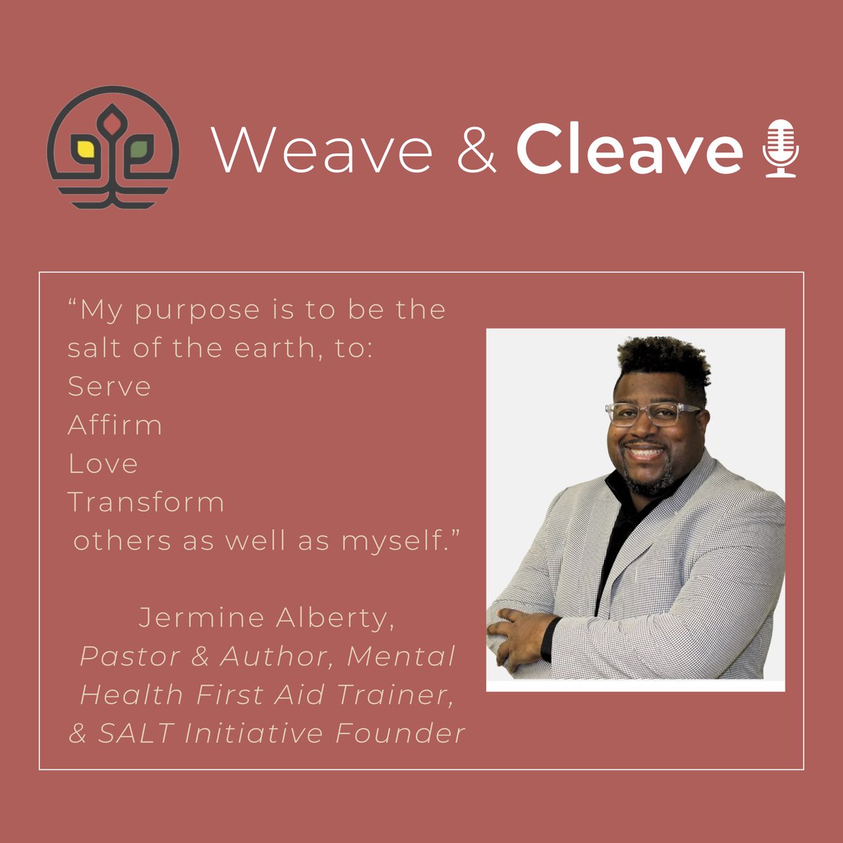 Weave &amp; Cleave Podcast (The Faithful City)

Season 4 Episode 12: 
Juneteenth, Mental Health &amp; Freedom: An Interview with Jermine Alberty

Spreaker
spreaker.com/episode/junete…

Apple Podcast
podcasts.apple.com/us/podcast/wea…
