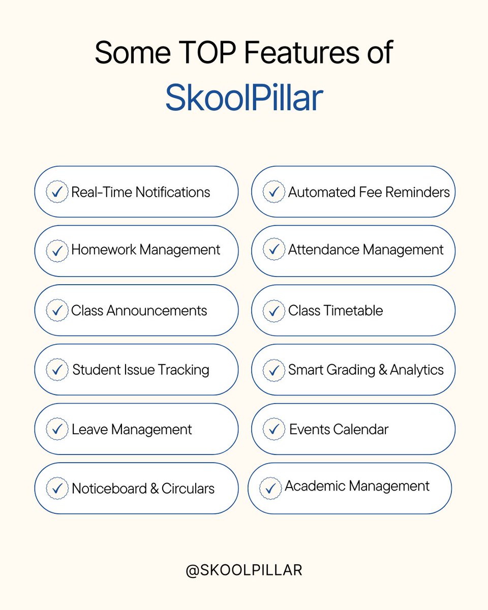 skoolpillar's tweet photo. 🚀 Top Features That Make SkoolPillar the Smart Choice for Schools!
From real-time alerts to smart analytics, SkoolPillar simplifies school life for everyone—parents, teachers, students &amp; school admins. 💡📚

📲 Everything your school needs—in one powerful app! https://t.co/2LsZTfjHvb