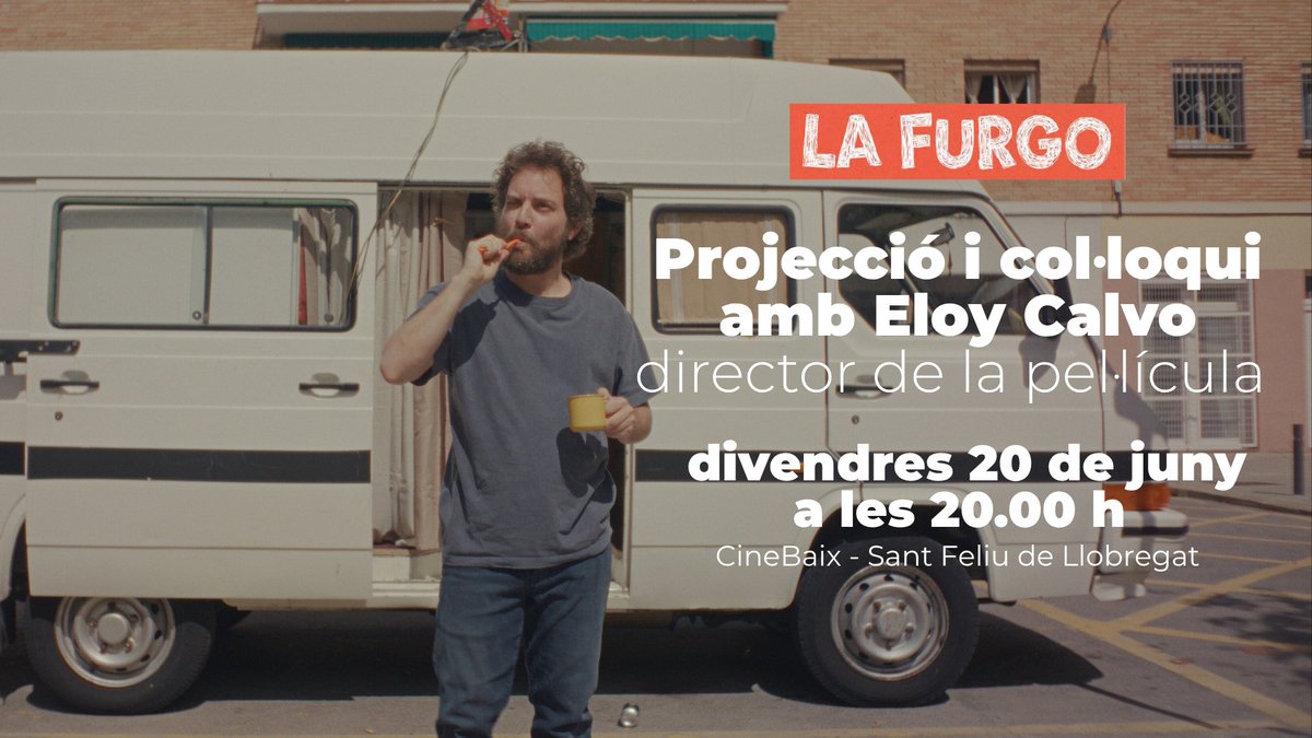 CineBaix (@cinebaix) on Twitter photo 🚐Divendres a les 20.00h - La Furgo - projecció i col·loqui amb <a href="/eloycalvo/">Eloy Calvo</a>, director de la pel·lícula.
🎟️Més informació i entrades: cinebaix.com
#SantFeliu #BaixLlobregat #Cinema #CinemaEnCatalà 🚐Divendres a les 20.00h - La Furgo - projecció i col·loqui amb <a href="/eloycalvo/">Eloy Calvo</a>, director de la pel·lícula.
🎟️Més informació i entrades: cinebaix.com
#SantFeliu #BaixLlobregat #Cinema #CinemaEnCatalà