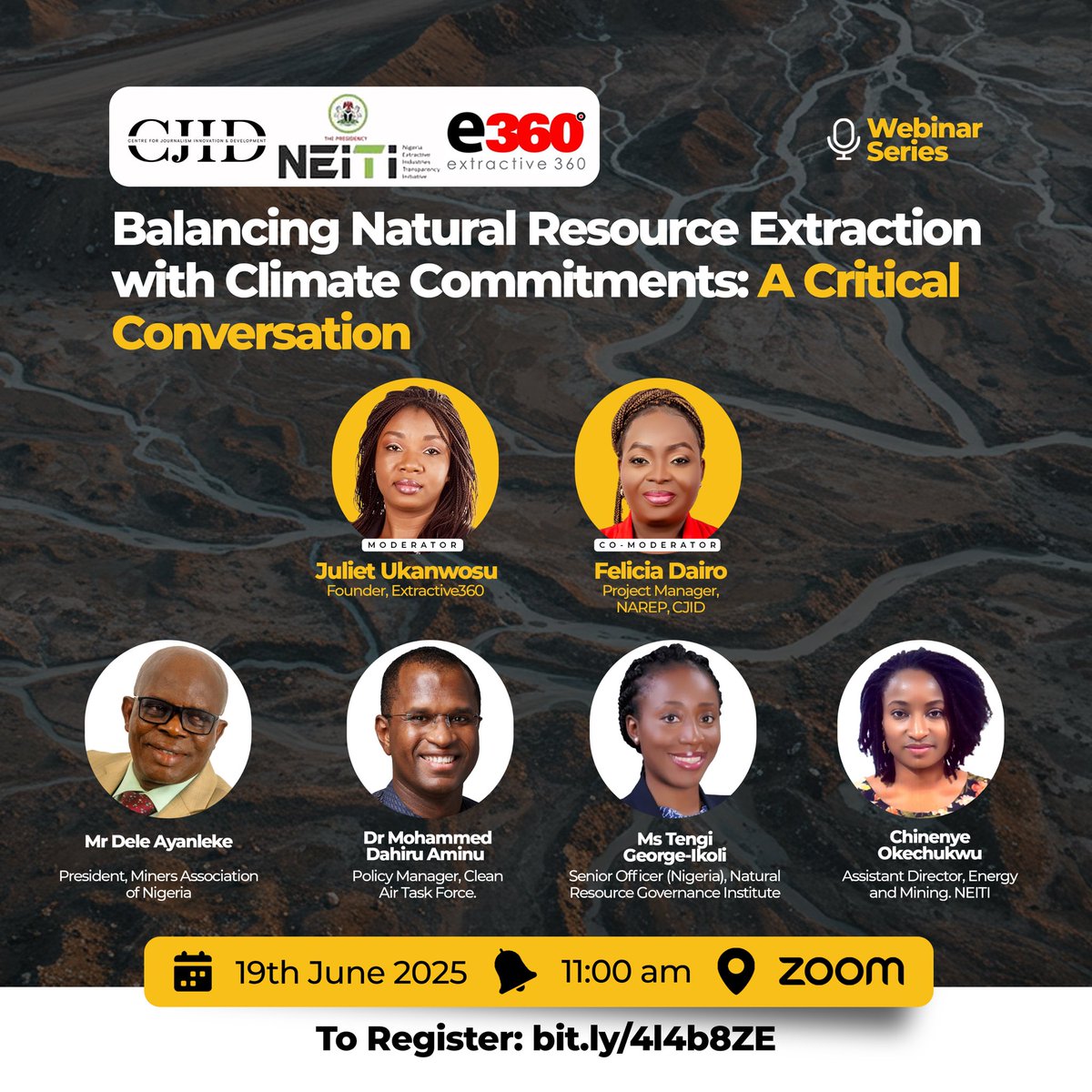 One Day to Go!!🚨📌 

Have you registered yet?

Get ready as we engage some of the brightest minds in Nigeria’s extractive and climate sectors for a timely and important conversation on how we can balance natural resource extraction with our climate commitments.

Happening