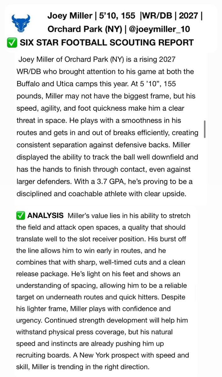 Joey Miller (@joeymiller_10) on Twitter photo Thank you <a href="/sixstarfootball/">Six Star Football | PLUS+</a> for the write up! <a href="/OPQuakersFB/">Orchard Park Quakers Football</a> <a href="/michael_cieslik/">Michael Cieslik</a> <a href="/WR_COACH_O/">COACH OVERTON</a> <a href="/wny_football/">WNY Football</a> <a href="/PrepRedzoneNY/">Prep Redzone New York</a> Thank you <a href="/sixstarfootball/">Six Star Football | PLUS+</a> for the write up! <a href="/OPQuakersFB/">Orchard Park Quakers Football</a> <a href="/michael_cieslik/">Michael Cieslik</a> <a href="/WR_COACH_O/">COACH OVERTON</a> <a href="/wny_football/">WNY Football</a> <a href="/PrepRedzoneNY/">Prep Redzone New York</a>