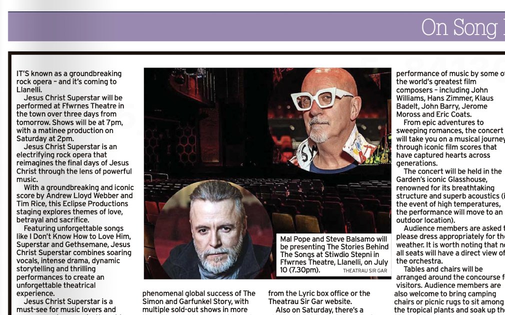 Robert Lloyd (@rlloydpr) on Twitter photo The latest 'On Song' column by <a href="/rlloydpr/">Robert Lloyd</a> is in <a href="/Carmjournal/">Carmarthen Journal</a> & <a href="/LlanelliStar/">Llanelli Star</a> today. Spotlight on a big musical event at Ffwrnes Theatre #Llanelli
#Carmarthen #BurryPort #Llandeilo #Ammanford #SupportYourLocalPaper #buyapaper
<a href="/TheatrauSirGar/">TheatrauSirGar</a> The latest 'On Song' column by <a href="/rlloydpr/">Robert Lloyd</a> is in <a href="/Carmjournal/">Carmarthen Journal</a> & <a href="/LlanelliStar/">Llanelli Star</a> today. Spotlight on a big musical event at Ffwrnes Theatre #Llanelli
#Carmarthen #BurryPort #Llandeilo #Ammanford #SupportYourLocalPaper #buyapaper
<a href="/TheatrauSirGar/">TheatrauSirGar</a>