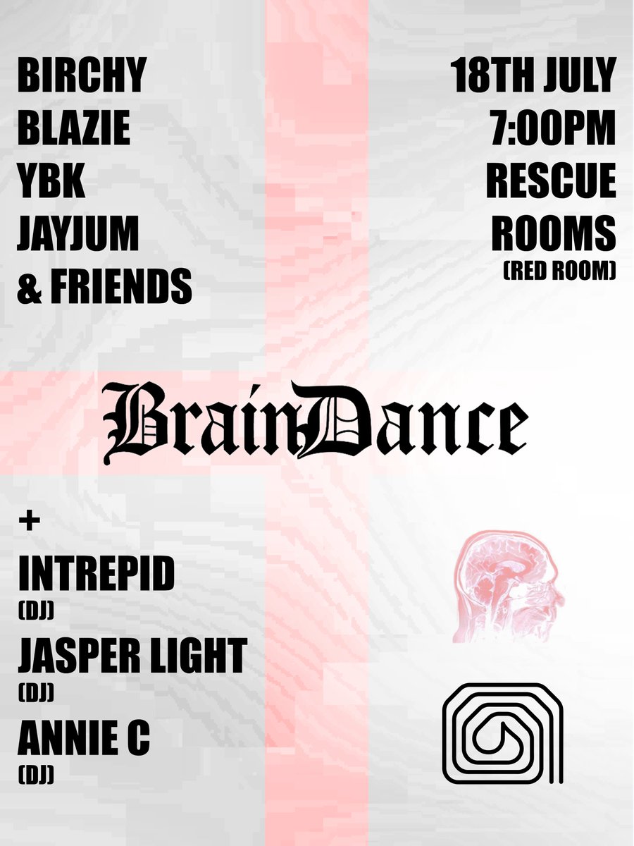 Braindance bring their first event to Red Room on the 18th July with a stacked line-up of artists and DJs. Tickets are on sale now, snap 'em up quick!

Tickets 🎟️ alt.tkts.me/tl/dba2