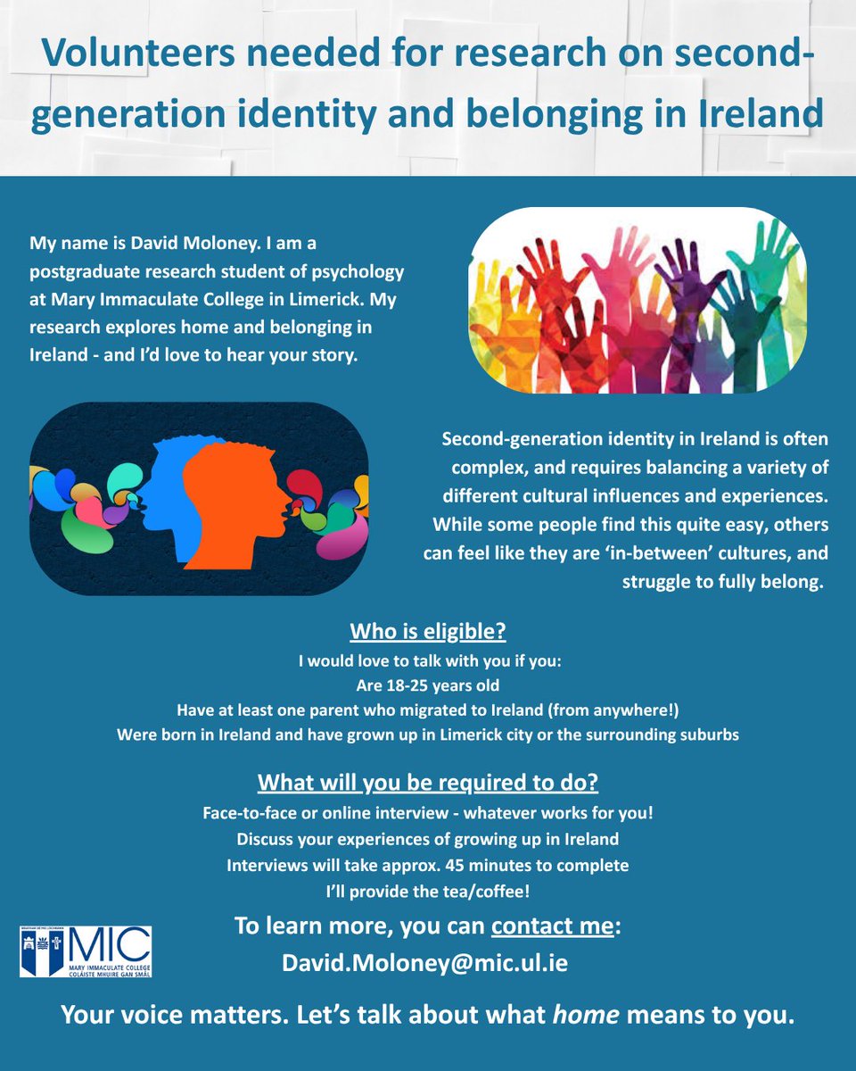 Research on second-generation identity - must live in Limerick or surrounding areas