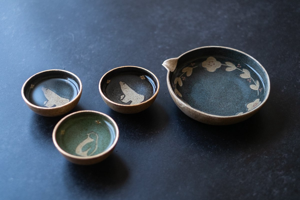 美品】苔色工房（田中遼馬）/花ボウル/2個セット 食器・キッチン用品