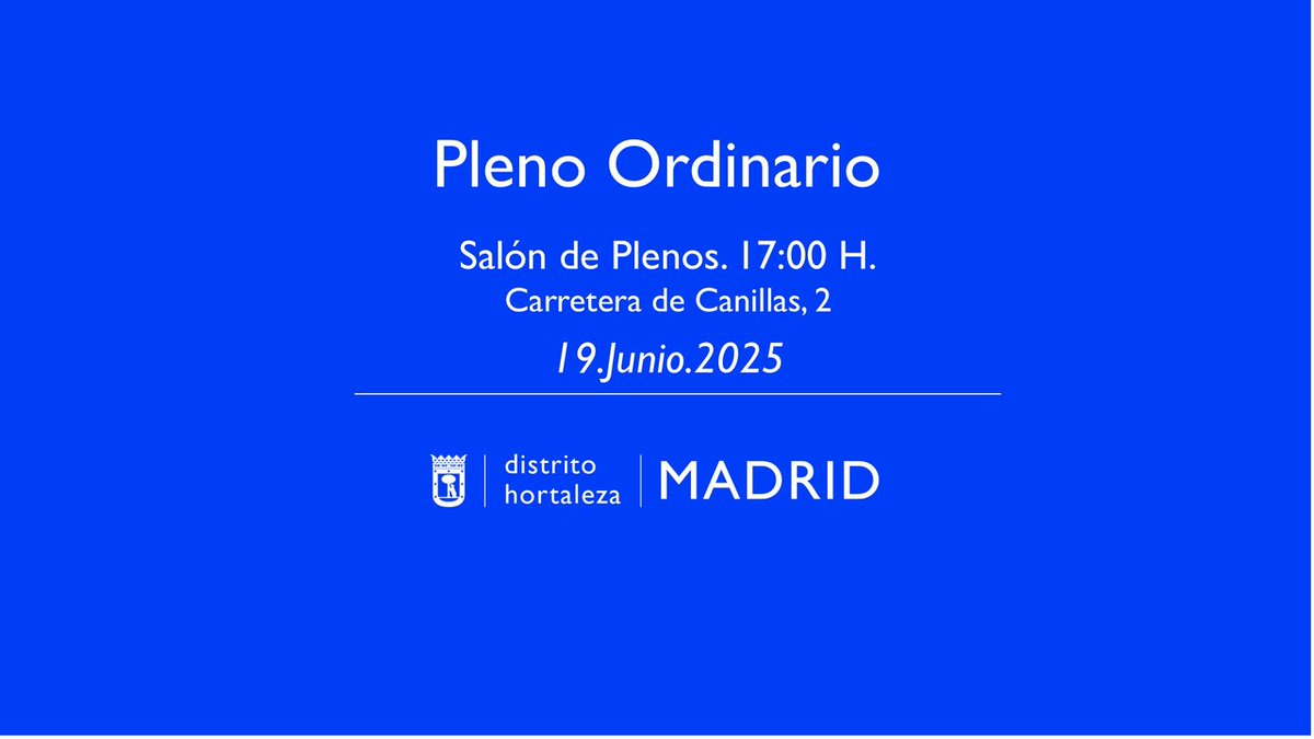 JMDHortaleza's tweet image. 📢Mañana jueves, 19 de junio, la @JMDHortaleza celebra una nueva sesión de pleno ordinario 

✅Síguelo en directo a partir de las 17:00 h 👉 informate.madrid.es/w76g3

✅Consulta el orden del día 👇

informate.madrid.es/wrjog2
#PlenoHortaleza