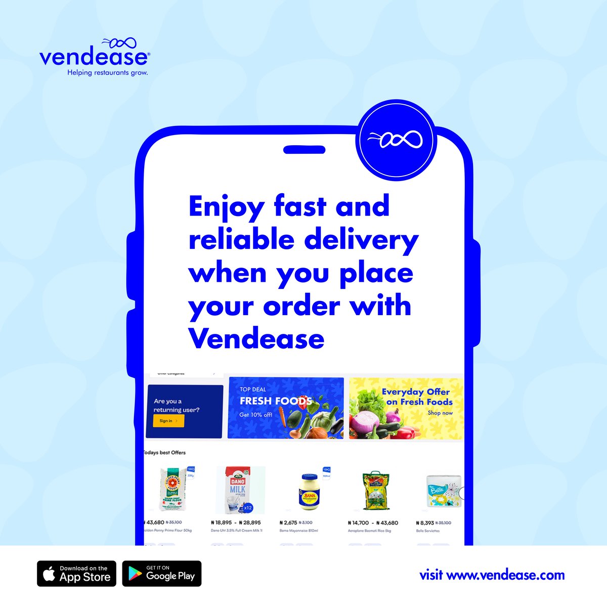 Order now to on our marketplace and get what you need fast and fresh!

#Vendeaseafrica