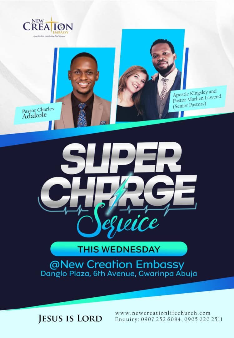 nce_abuja's tweet photo. Join tonight by 5 pm for Super Charge Service. Come experience the transformative power of God!
#watchandpray
#JesusisLord
#superchargeservice https://t.co/aHIQ8tOMGV
