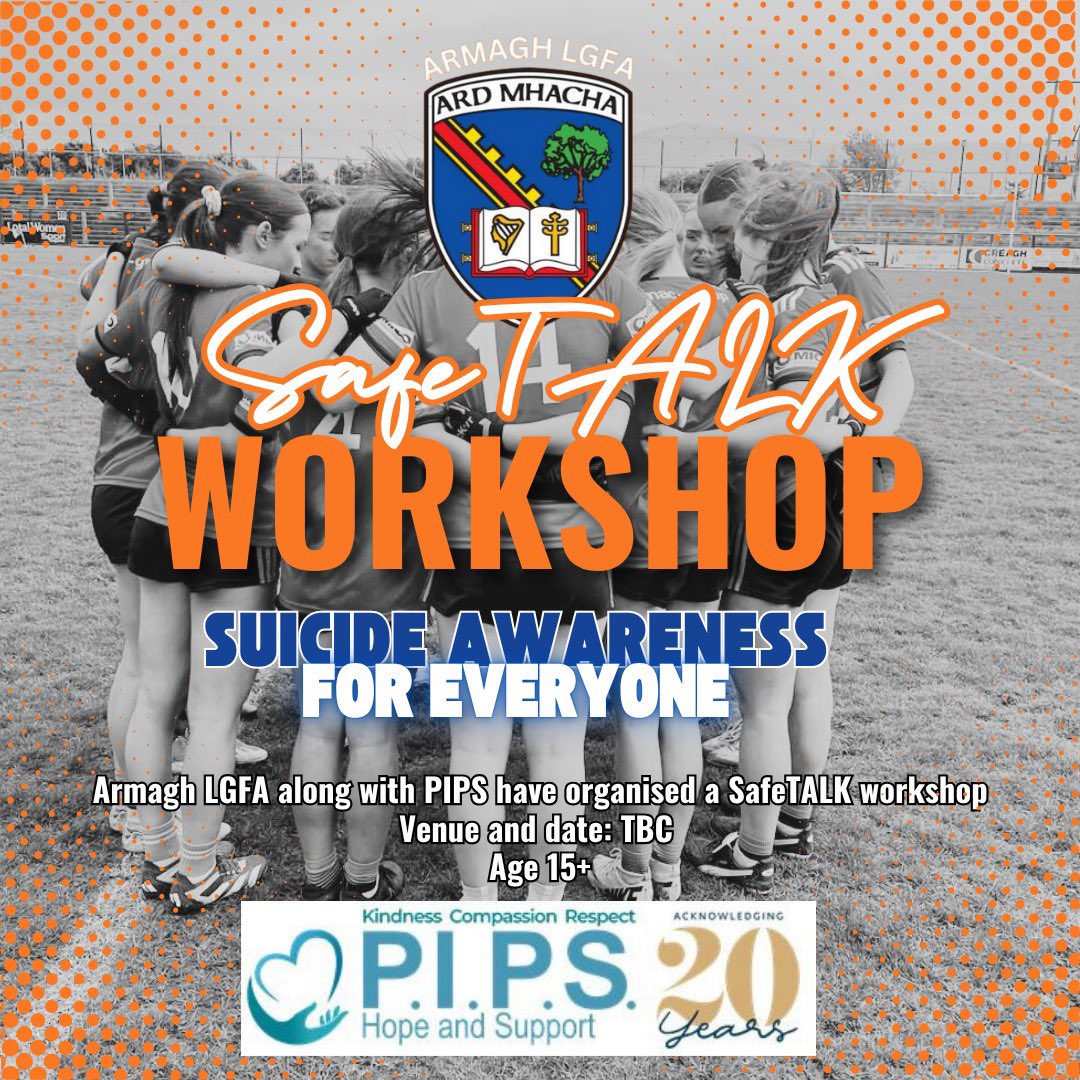 ArmaghLGFA (@armaghlgfa) on Twitter photo 🗣 SafeTALK Workshop <a href="/PIPSHopeSupport/">PIPS Hope & Support</a> 🗣
We welcome clubs to attend our upcoming SafeTALK Workshop - Suicide Awareness for Everyone - with PIPS Hope & Support 🩵
You must be aged 15+
Clubs that are interested in attending email chairperson.armagh@lgfa.ie
#ItsOkayToNotBeOkay 🗣 SafeTALK Workshop <a href="/PIPSHopeSupport/">PIPS Hope & Support</a> 🗣
We welcome clubs to attend our upcoming SafeTALK Workshop - Suicide Awareness for Everyone - with PIPS Hope & Support 🩵
You must be aged 15+
Clubs that are interested in attending email chairperson.armagh@lgfa.ie
#ItsOkayToNotBeOkay