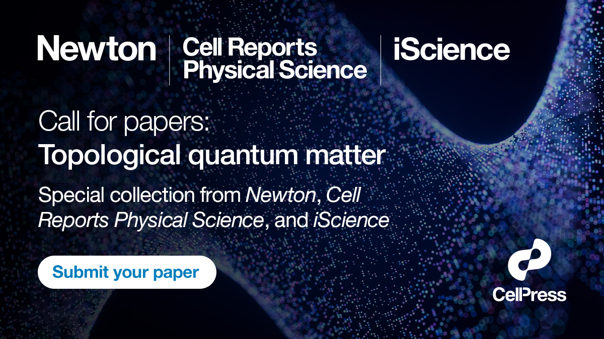 iScience_CP's tweet image. We are excited to announce a cross-journal collection on #TopologicalQuantumMatter–-a broad and rapidly evolving field in #CondensedMatterPhysics that explores materials and systems with nontrivial #topological properties. Learn more: hubs.li/Q03rq4VH0