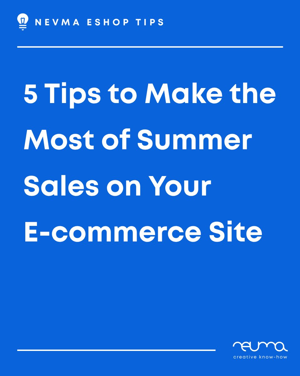 nevmagr's tweet image. 5 tips to boost your e-shop during summer sales:
1️⃣ Use summer visuals
2️⃣ Add countdown offers
3️⃣ Highlight free shipping
4️⃣ Create a “Summer Deals” page
5️⃣ Post reels to present your products “on vacation” 🏖️
Make it light, fun & easy.
#nevmatips #ecommercetips #eshoptips
