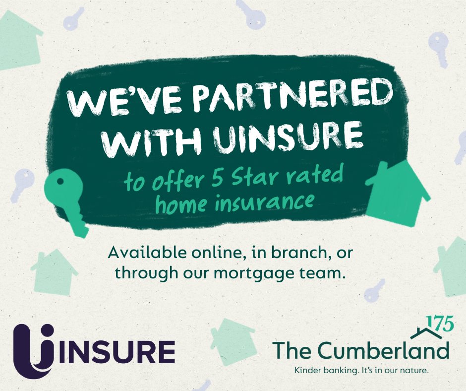 Need home insurance with your mortgage? We’ve partnered with Uinsure to offer tailored cover with quotes from top UK insurers and 24/7 claims help.

Find out what’s included. 👇
cumberland.co.uk/insurance

*T&amp;Cs apply
#KinderBanking