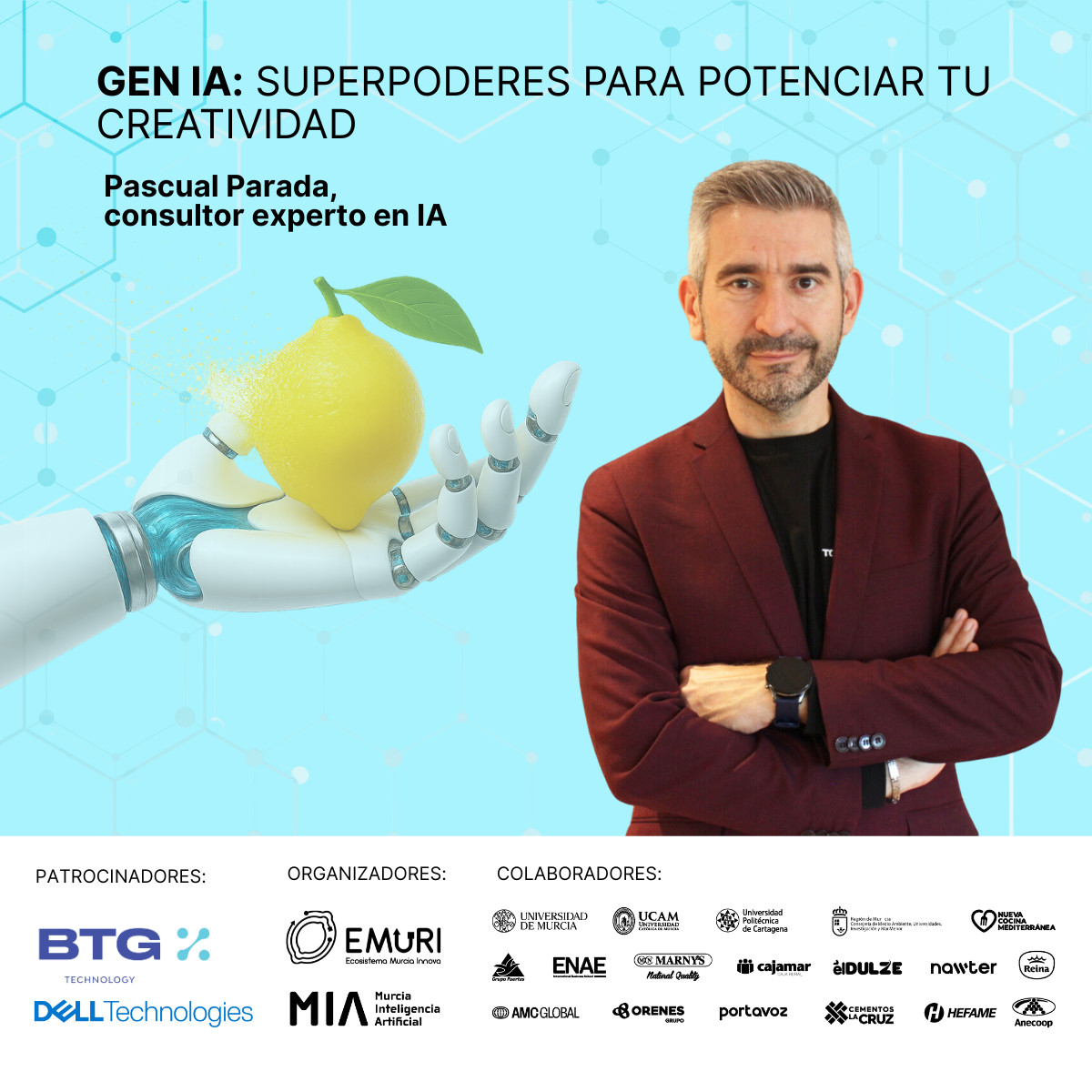 EmuriInnova's tweet image. El próximo 25 de junio en UCAM HiTech descubre cómo la IA potencia la creatividad de la mano de @PascualParada, consultor experto en IA y neogeneralista en innovación, tecnología y cognición. 🧠✨
Asegura tu plaza aquí 👉 ow.ly/IekS50Wa9fR