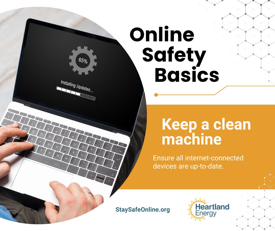 Stay safe online➡️ Keep a clean machine.

Ensure all your internet-connected devices are up-to-date. Help yourself by turning on automatic updates or setting reminders⏰ to check regularly.

#InternetSafetyMonth👨‍💻 #cybersecurity #cybertips

@staysafeonline
