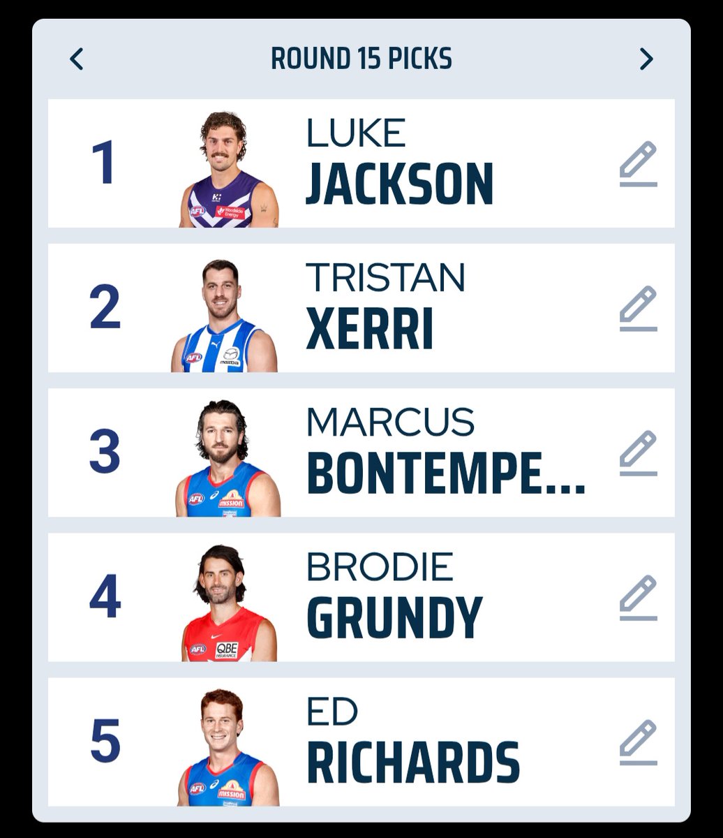 In place of my Wednesday Captains video, have my Wednesday top 5 #AFL #SuperCoach Captains.

A terrifying week to be a Luke Jackson non-owner.

The top 10 could all go huge this week, I think it will be a big scoring SuperCoach round.