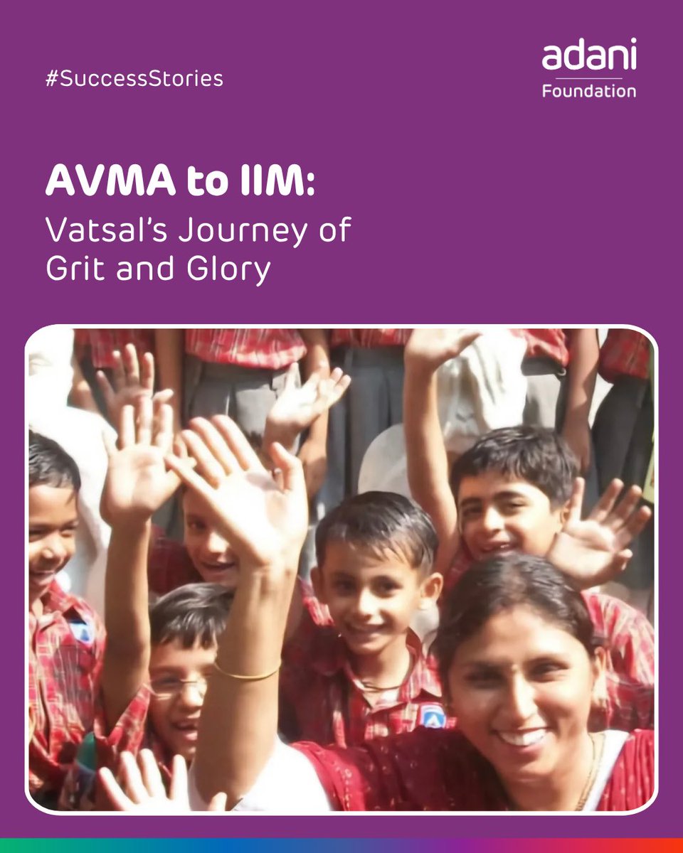 Adani_Schools's tweet photo. Vatsal Gupta, an @AVMA_AHM alumnus, cracked CAT with 99.51 percentile and made it to 6 IIMs- choosing IIM Rohtak for PGPM. “AVMA will always be special to me,” says the Ahmedabad native. His family beams with pride, calling the school a true blessing.
#AdaniFoundationSchools https://t.co/lvIZDI8us5