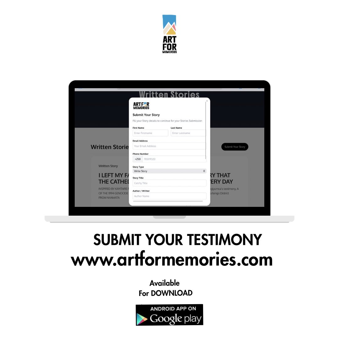 Dear Genocide Survivors,

We know it’s not easy to speak of what you’ve lived through. But your story matters. Please, share a part of your journey, your strength, your truth. The world needs to hear it.

Share your testimony at artformemories.com or through our mobile app.