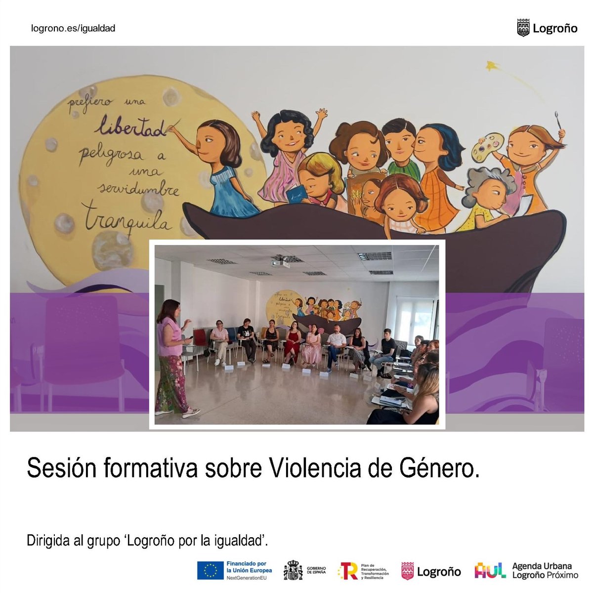 El #LaboratorioFeminista acogió ayer una sesión formativa sobre #violenciadegenero dirigida al grupo ‘Logroño por la igualdad’.

🔹 La sesión fue impartida por Luisa Velasco, psicóloga, ex inspectora de Policía Local y experta en intervención.

#ods #igualdad #formación