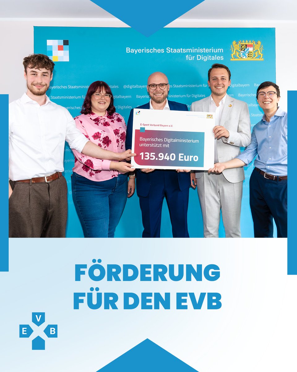 🎉 135.940 € Förderung für den E-Sport in Bayern!

Mit Unterstützung des Bayerischen Staatsministeriums für Digitales startet der EVB im Herbst 2025 die Roadshow „Next Stop: E-Sport“. 🎮🚐

Jetzt brauchen wir nur noch euch, als starke Partner. 🤝