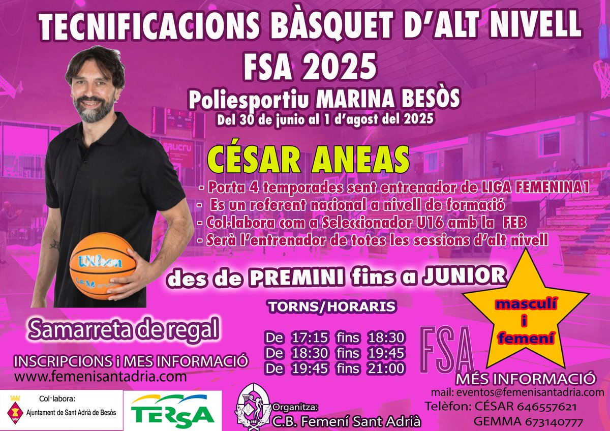 🏀⛹️‍♀️⛹️𝗧𝗘𝗖𝗡𝗜𝗙𝗜𝗖𝗔𝗖𝗜𝗢𝗡𝗦 𝗔𝗠𝗕 𝗖É𝗦𝗔𝗥 𝗔𝗡𝗘𝗔𝗦 

🫵 L'estiu és una immillorable època de l'any per a millorar la tècnica individual 

🤜 Quina millor manera de poder fer-ho que amb un entrenador de Lliga Femenina com César Aneas, un referent al bàsquet formatiu