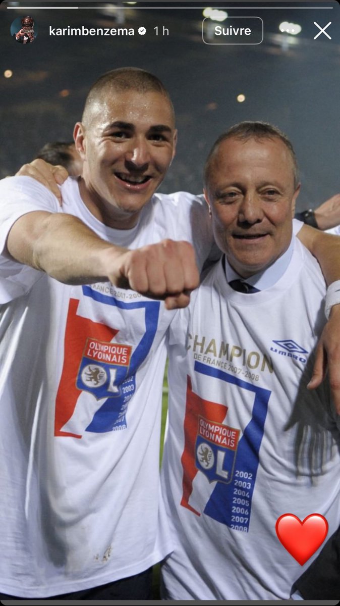 La story de Karim Benzema en hommage à Bernard Lacombe. 🇫🇷🕊️

📲 IG