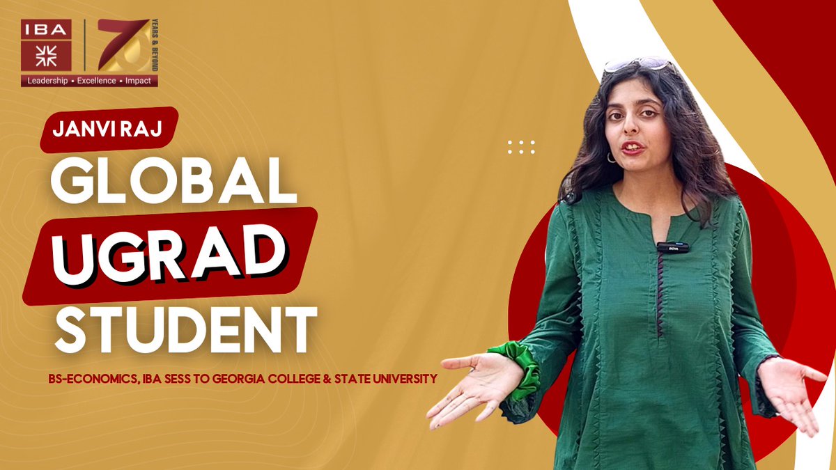 🎓 Meet Janvi Raj – Global UGRAD Student!
From IBA Karachi to Georgia College &amp; State University 🇺🇸
Janvi Raj, a BS Economics student at <a href="/sess_iba/">School of Economics and Social Sciences(SESS), IBA</a>, represented Pakistan on a global platform through the UGRAD exchange. 🌍🇵🇰 
🎥 Watch: youtu.be/DXnwiDzZIp4 #IBA #UGRAD